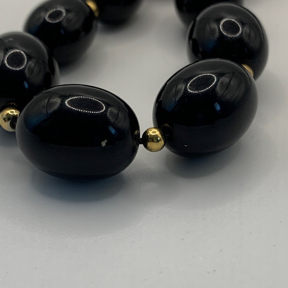 Monet Retro-Styled Black and Gold-tone Beaded Necklace - Picture 5 of 5